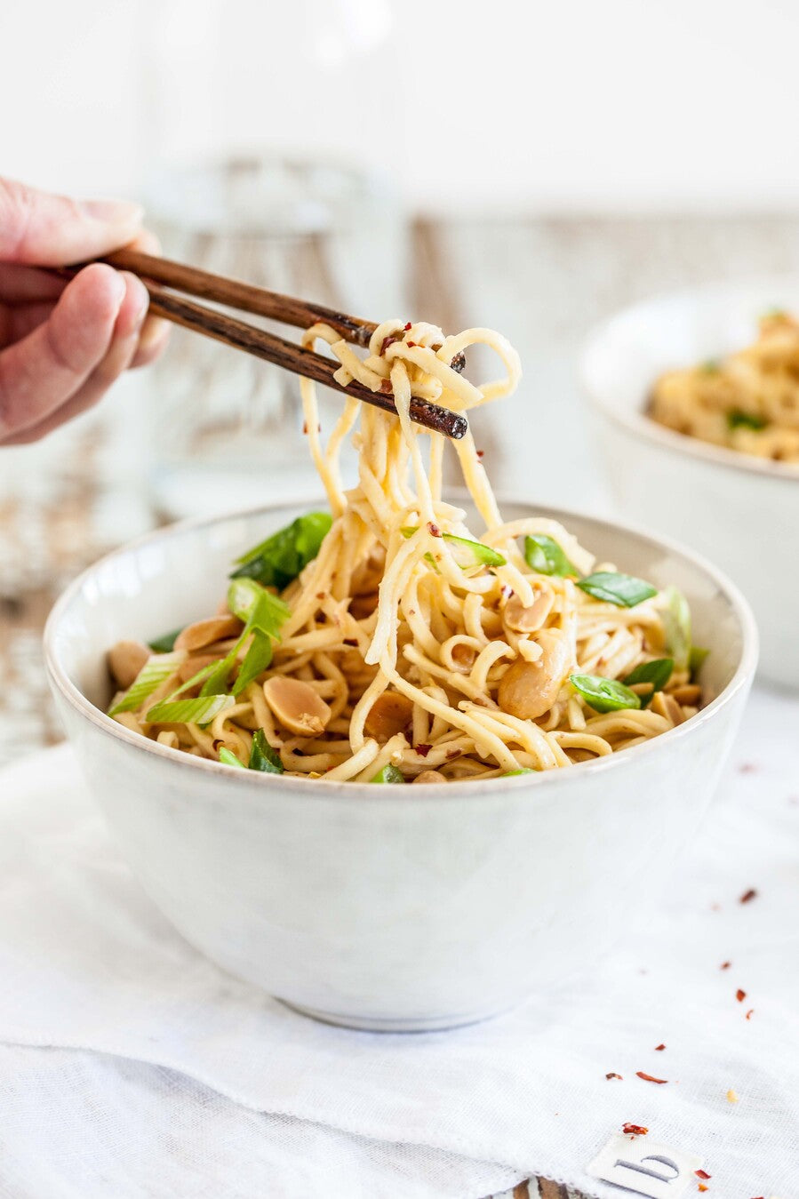 Asian Noodle Bowl with Spicy Almond Sauce