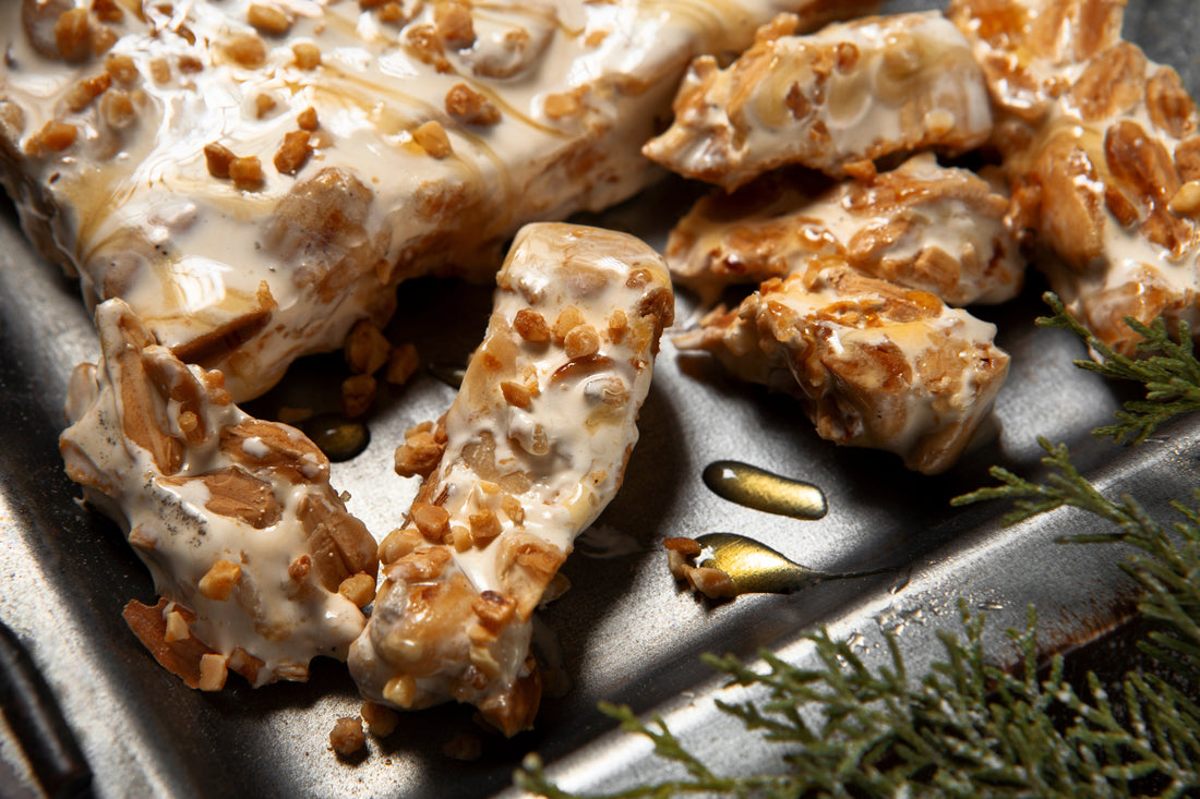 Toasted Almond Brittle with Caramelized White Chocolate