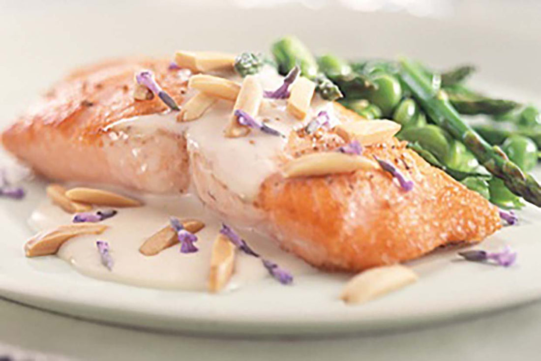 Salmon with Toasted Lavender Almond Sauce