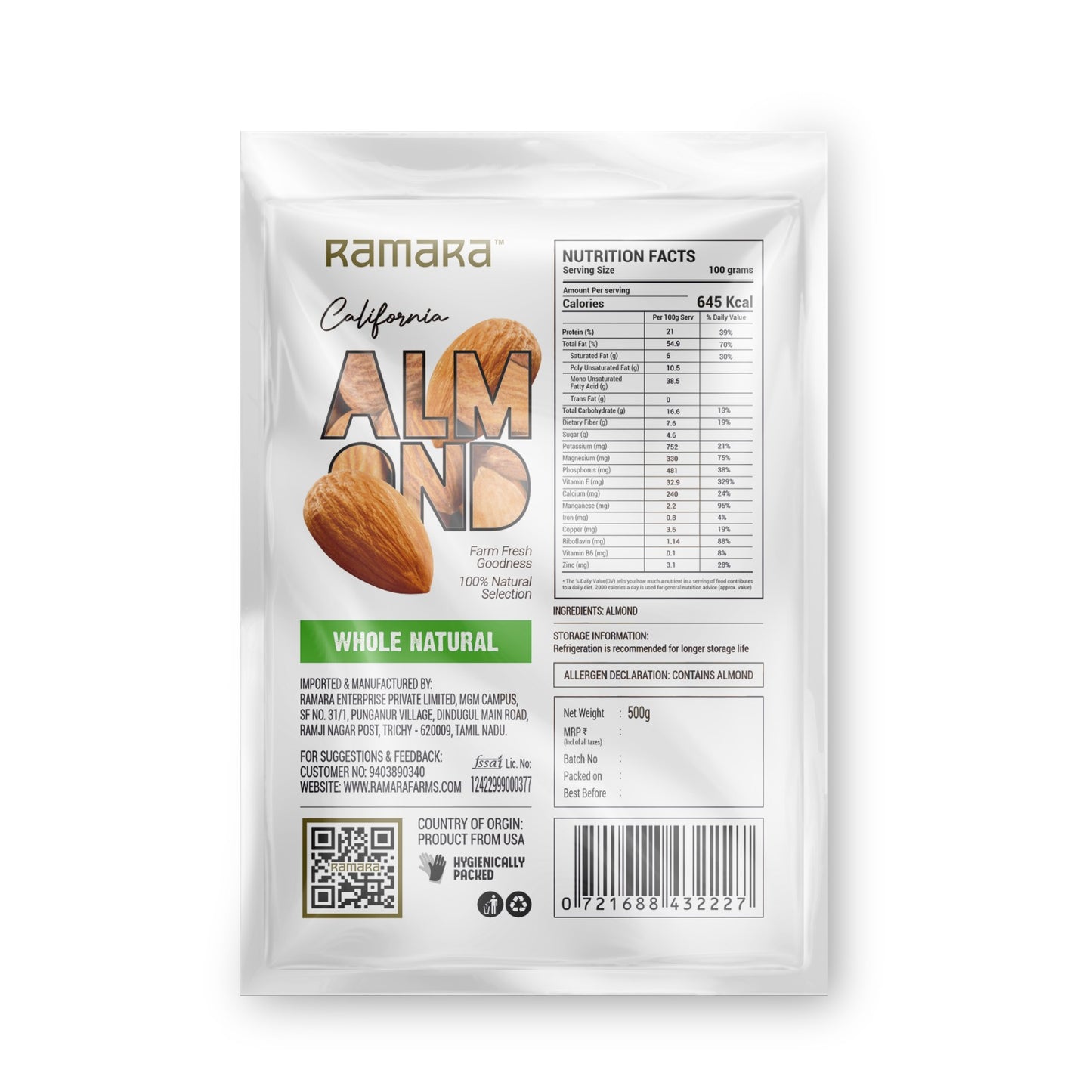 Whole Natural Raw Almonds