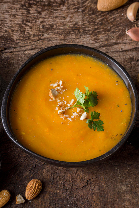 Spiced Almond Butter–Carrot Soup