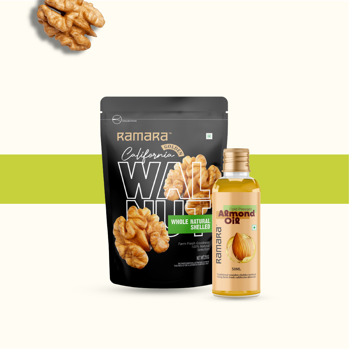 Raw Walnut 200g & Almond Oil 50 Ml - (Pack of 2)