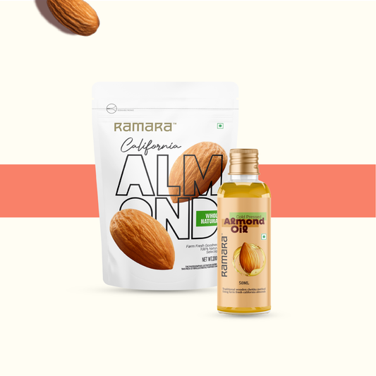Raw Almond 200g & Almond Oil 50 Ml - (Pack of 2)